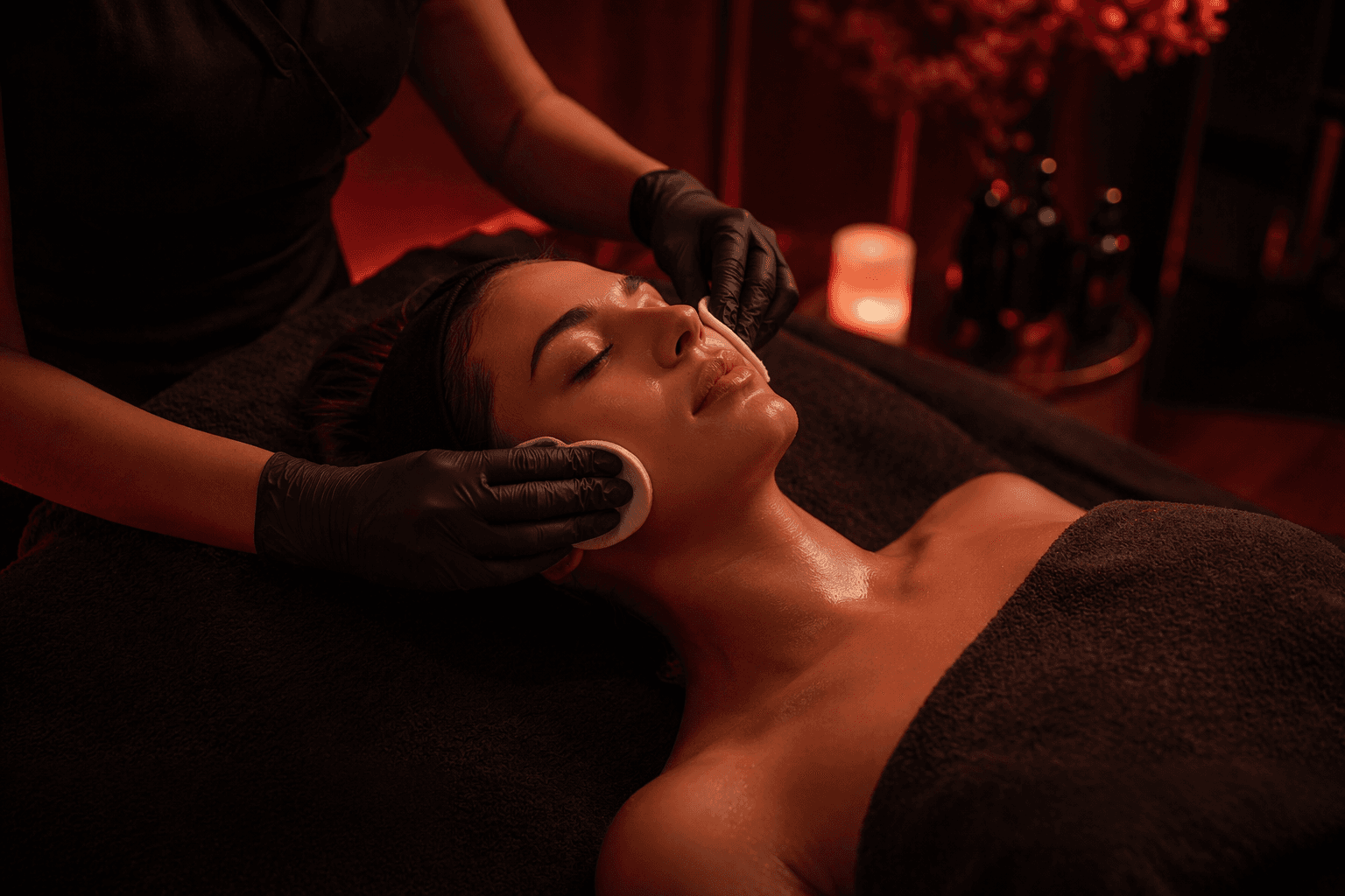 Trattamento viso in ambiente beauty premium